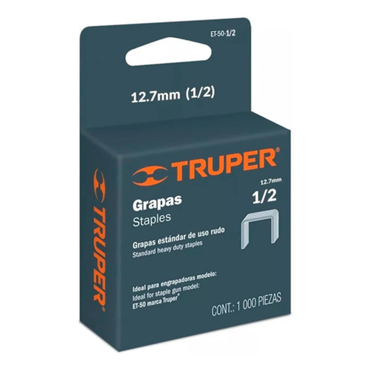 GRAPAS PARA ET-50 1/2" CAJA CON 1000 PIEZAS MCA TRUPER CARPINTERIA