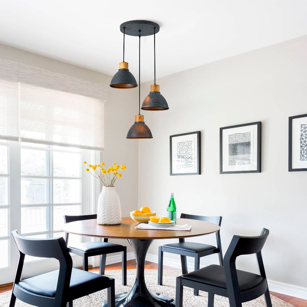 LUMINARIO INT SUSP 3P S/L 100-240V E27 NEGRO