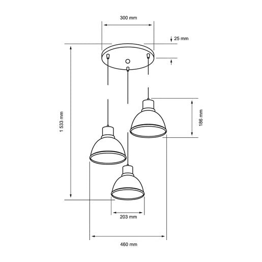 LUMINARIO INT SUSP 3P S/L 100-240V E27 ROSA