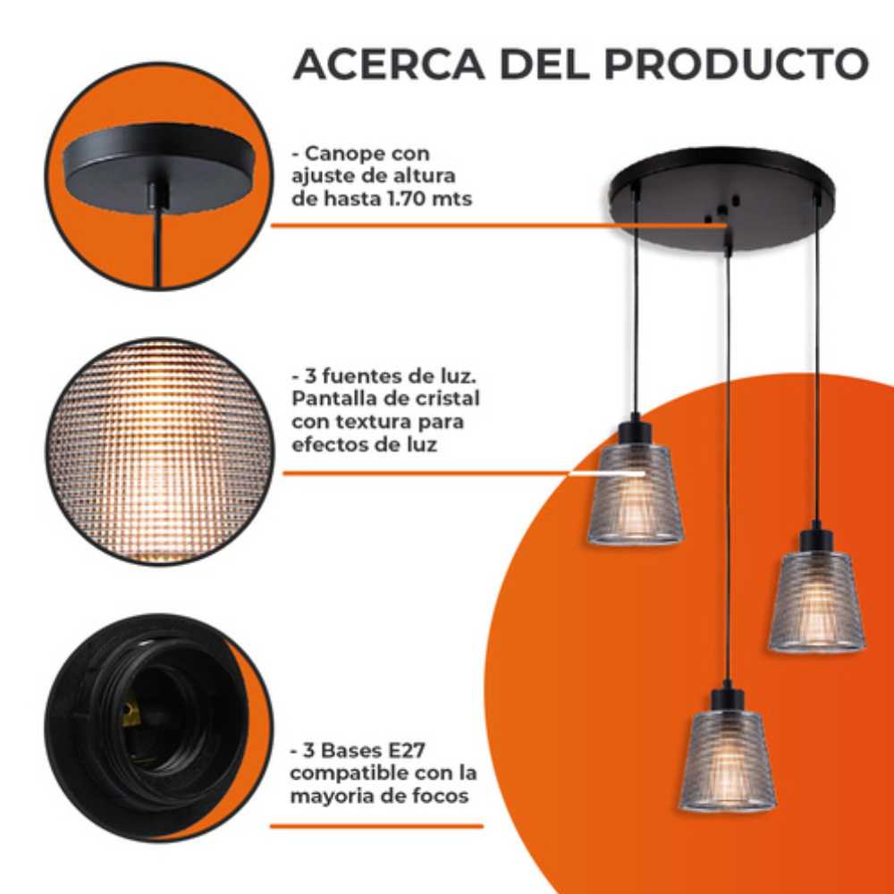 INT S/LAMPARA SUSPENDIDO 100-240V N BIANCA II TECNOLITE ***HAE2025***