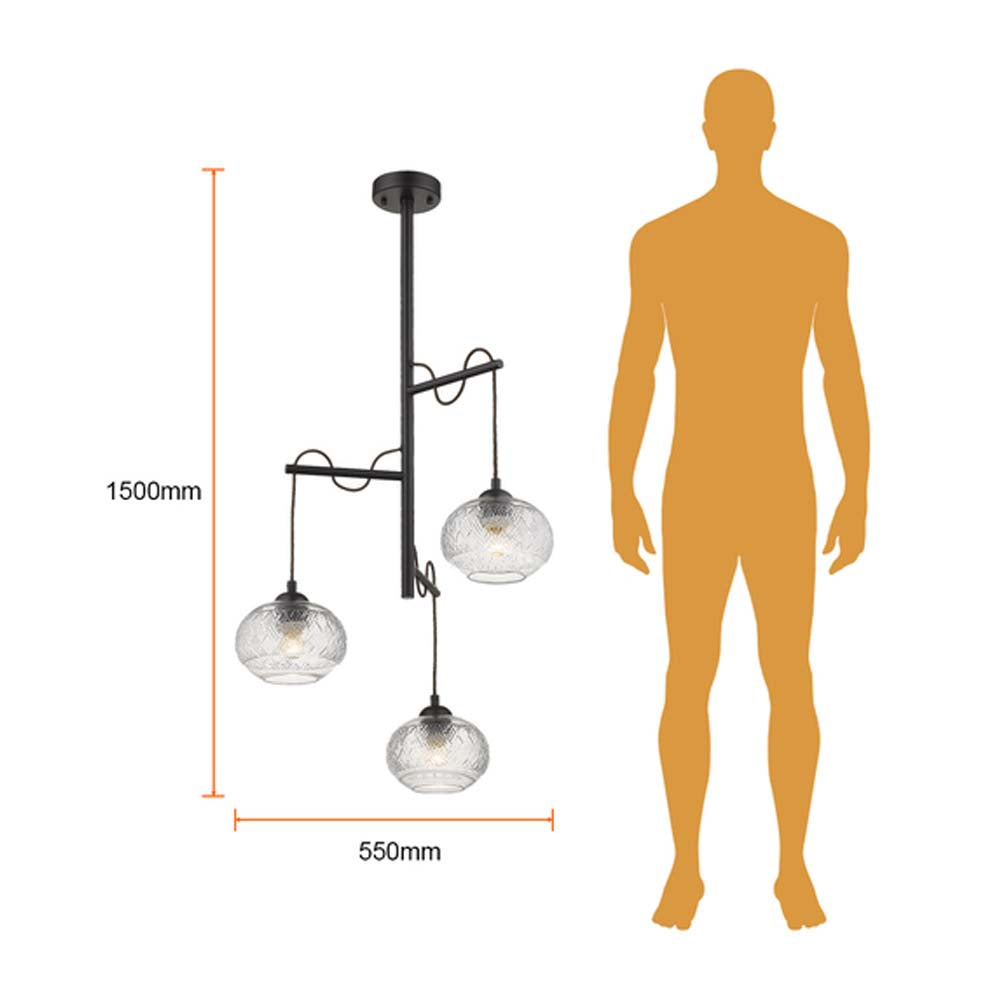 COLGANTE CRISTAL 180W. 3 BASES 1.5MTS. ALTURA DIADEM III E27 NO INCLUYE FOCOS ***TECNOLITE HAE***