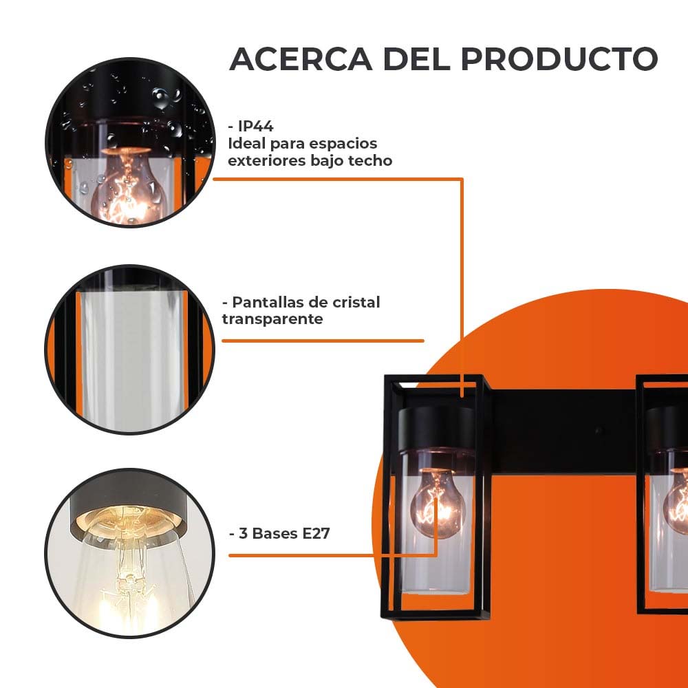 LAMPARA ARBOTANTE DE EXTERIOR COLOR NEGRO 180W VEGAIII TECNOLITE