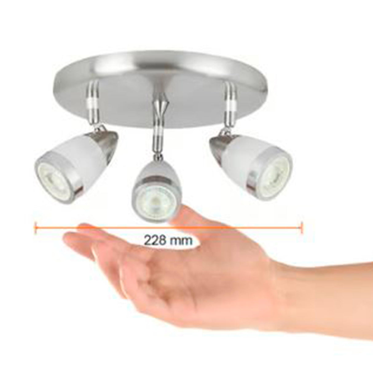 LUMINARIO INTERIOR SOBREP/TECHO 3 LUCES 18W 100-240V GU10 3X50W CRISTAL PERLADO SATINADO TECNOLITE