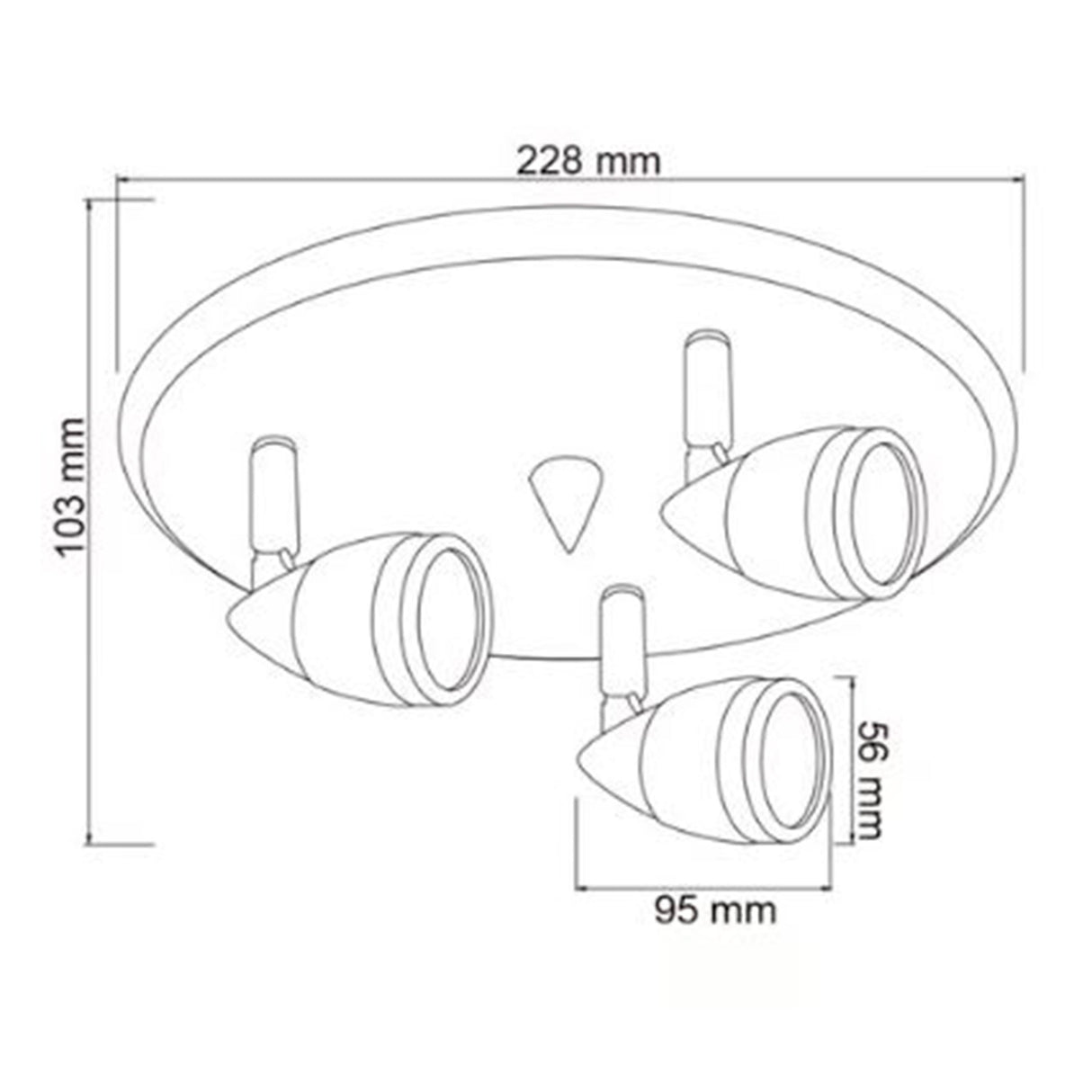 LUMINARIO INTERIOR SOBREP/TECHO 3 LUCES 18W 100-240V GU10 3X50W CRISTAL PERLADO SATINADO TECNOLITE