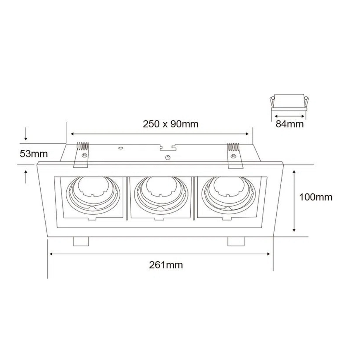 LÁMPARA DE INTERIOR EMPOTRABLE ATLAS III TECNOLITE BASE GX5.3 NEGRO