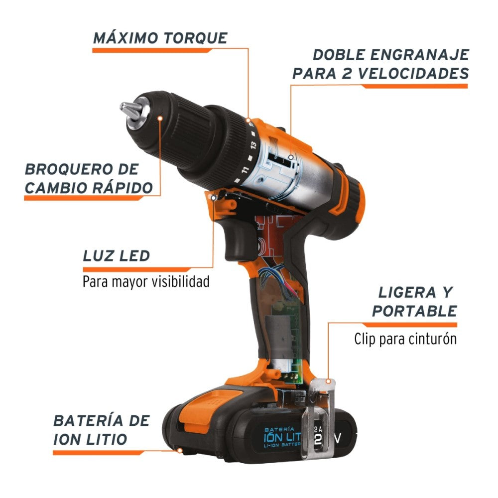 TALADRO INALAMBRICO 1/2" 20V PROFESIONAL TRUPER TALI-20A***HAE2025******HAE2025***