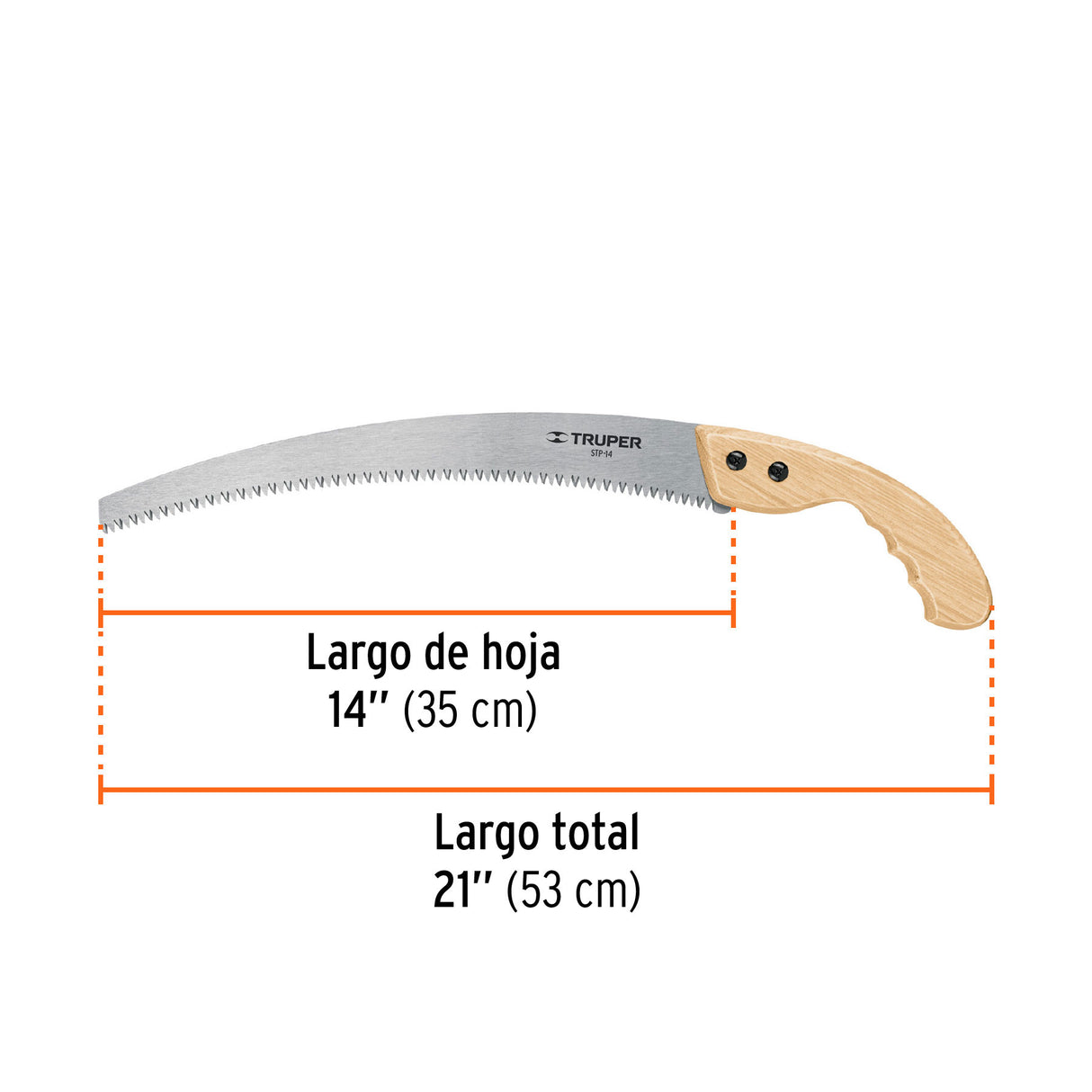 SERRUCHO DE PODA 14" HOJA CURVA 6 DPP MANGO MADERA