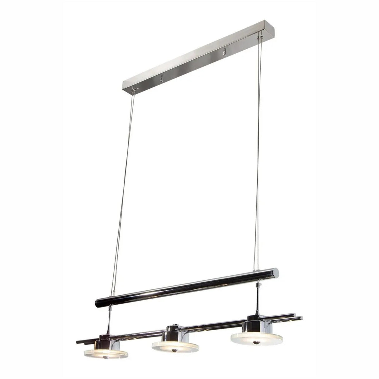 LAMPARA COLGANTE LED CROMO 3 LUCES LUMIMEXICO *** EXHIBIDO ***