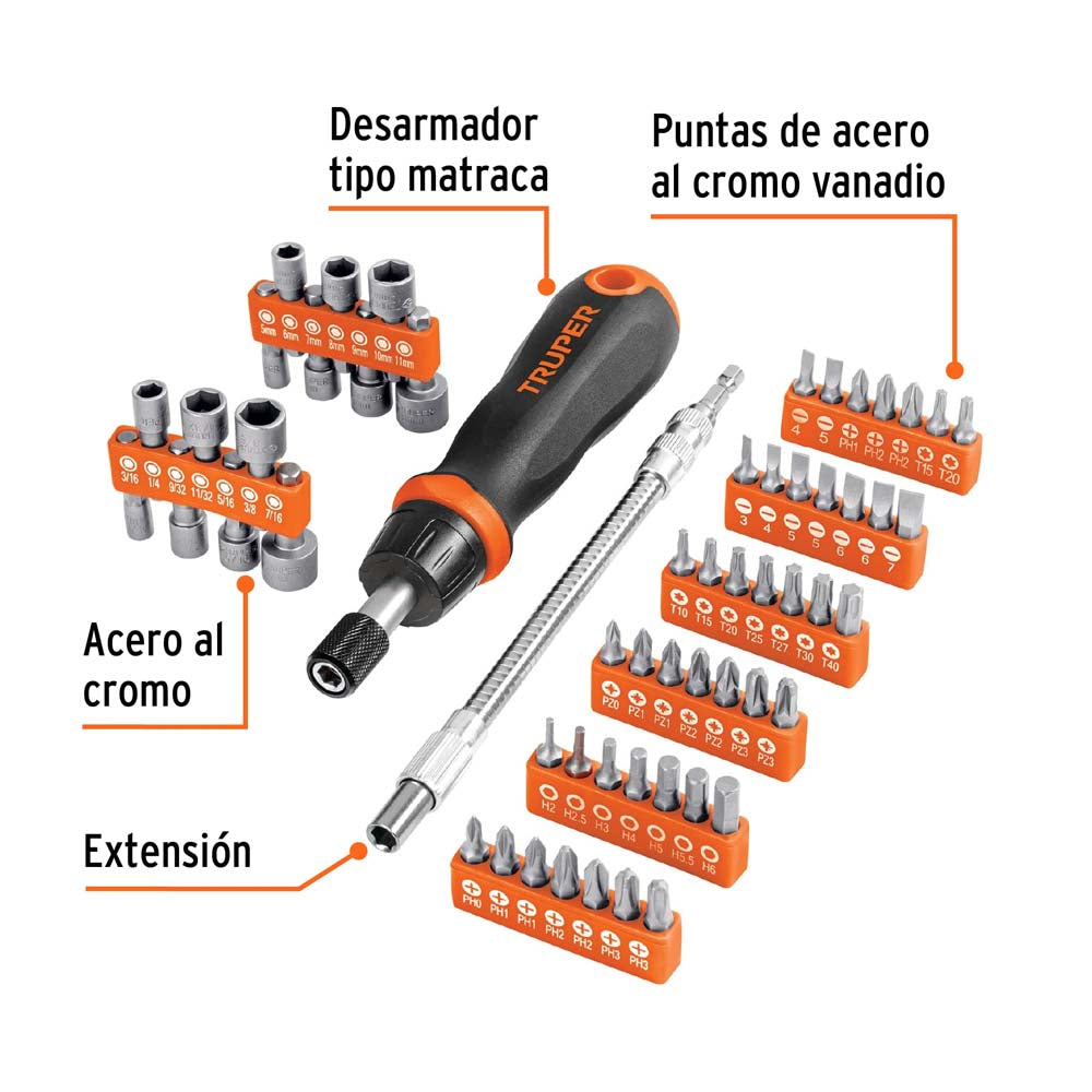 JUEGO DE PUNTAS CON MANERAL 18220 TRUPER MECANICA