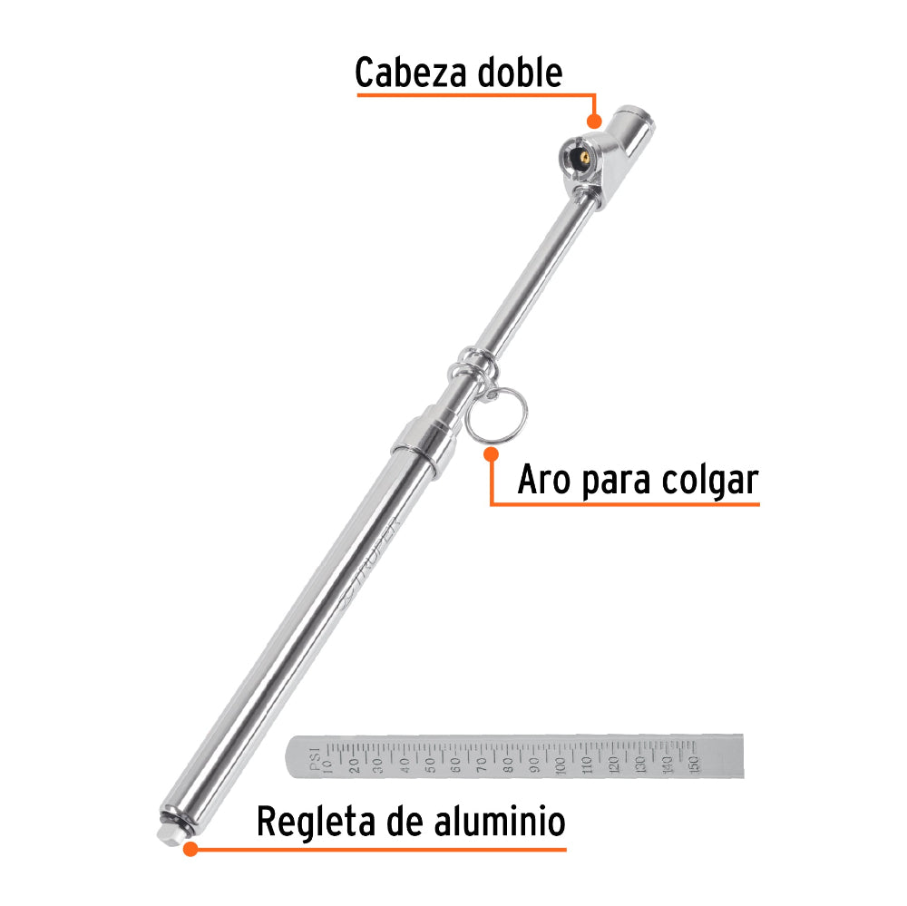MEDIDOR DE AIRE 150 LBS CABEZA DOBLE MCA TRUPER MECANICA