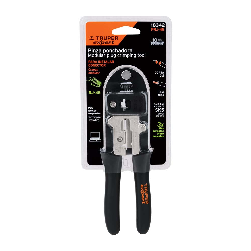 PINZA TELEF. 8 CONTACTOS RJ45 PRJ-45 TRUPER HERRAMIENTAS