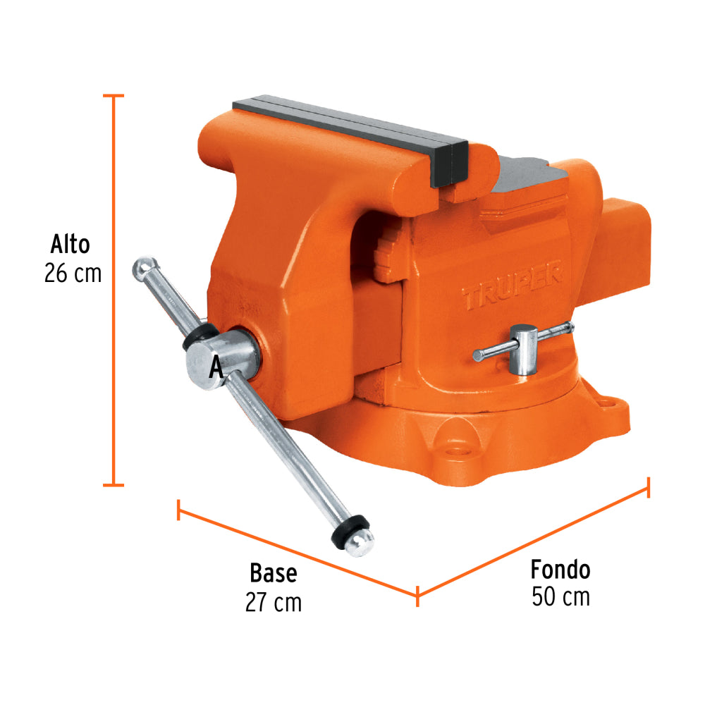 TORNILLO DE BANCO INDUSTRIAL 8" ACERO 31.5 KG MCA TRUPER MECANICA
