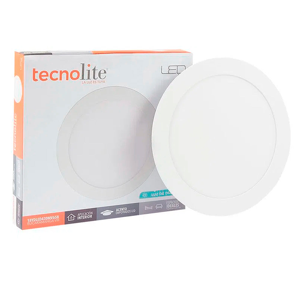 KIT DE 10 PIEZAS DE LAMPARA EMPOTRABLE COLOR BLANCO DE 18 W BUCARAMANGA VIII 18YDLED430MV65B TECNOLITE