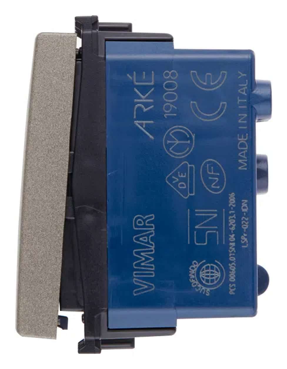 PULSADOR 1P NO 10A/250V. 1 MOD. ILUMINABLE TECLA INTERCAMBIABLE METAL ARKE VIMAR