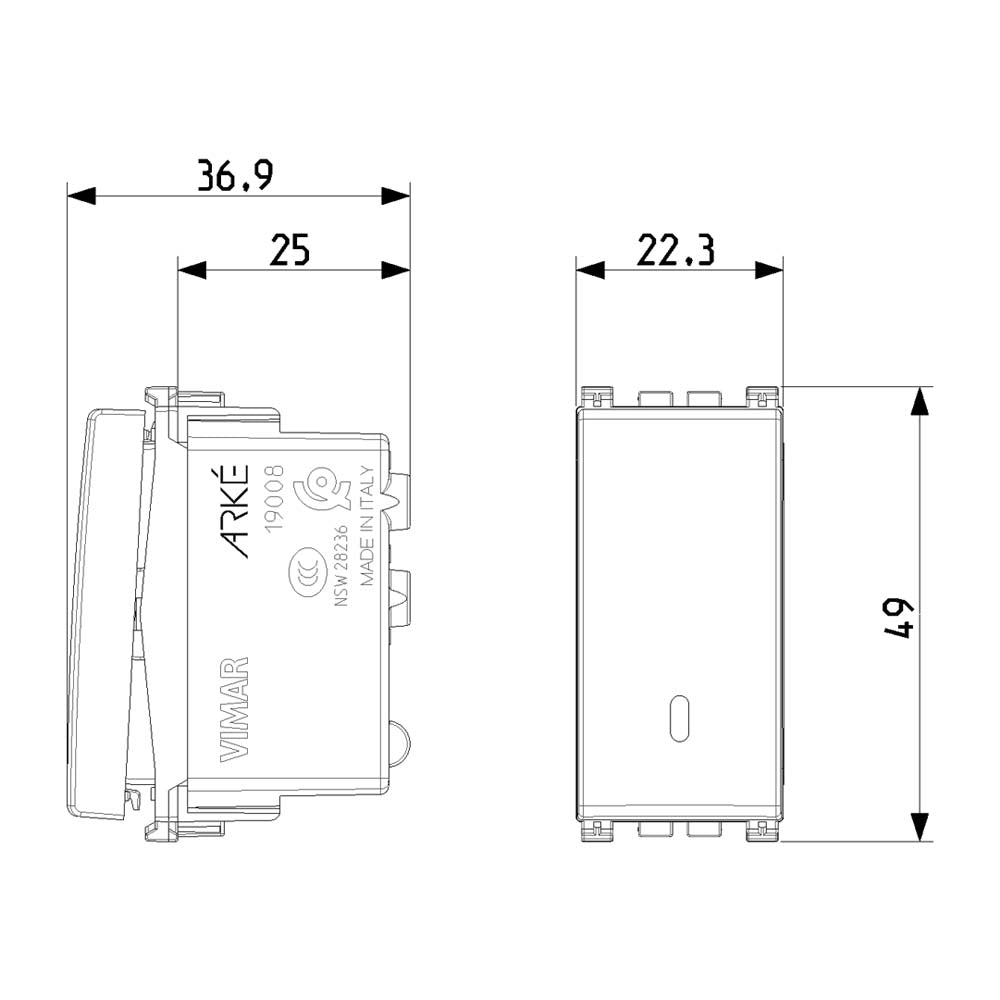 MECANISMO PULSADOR 1P NO 10A 19008.0 ARKE