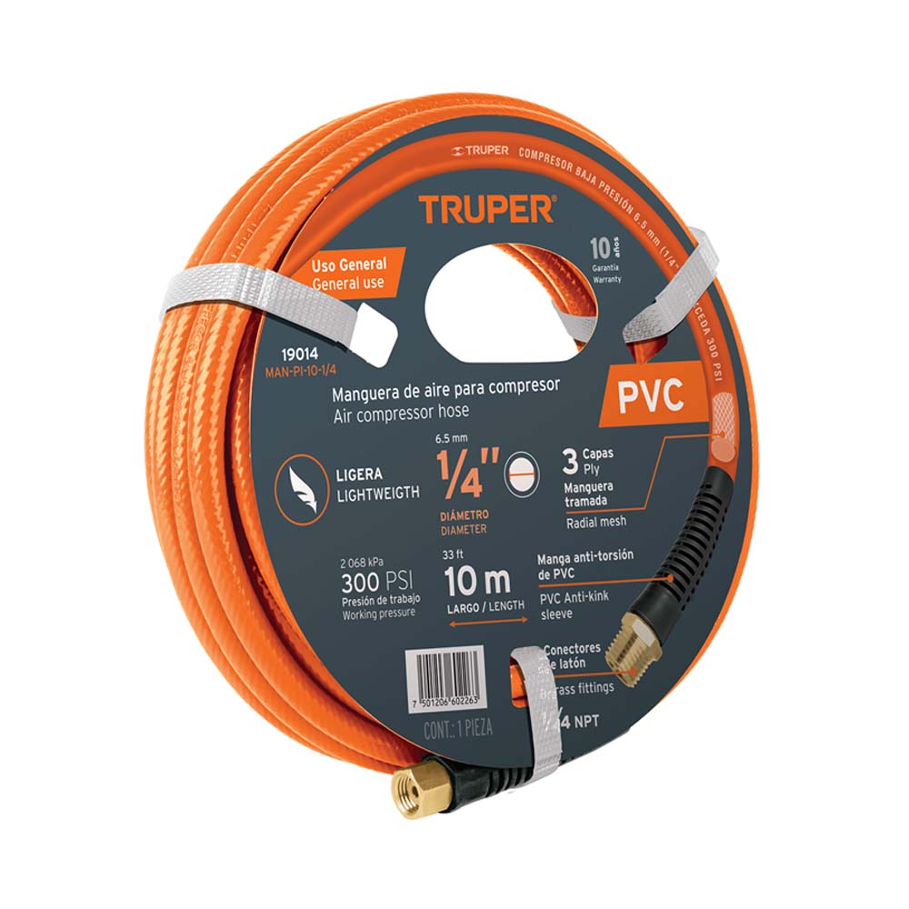 MANGUERA DE PVC BAJA PRESION 10M 1/4" MCA TRUPER