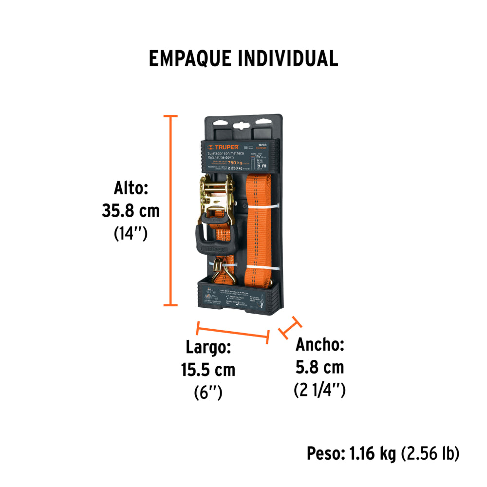 SUJETADOR CON MATRACA 2250 KGRS 19283 TRUPER HERRAMIENTAS