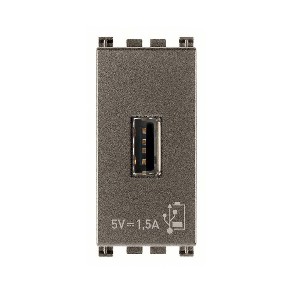 UNIDAD ALIMENTACION USB 5V. 1.5A. 1 MOD. 120-240V. METAL ARKE VIMAR