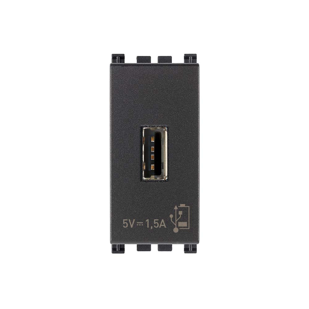 UNIDAD ALIMENTACION USB 5V. 1.5A. 1 MOD. 120-240V. GRIS PLANA VIMAR