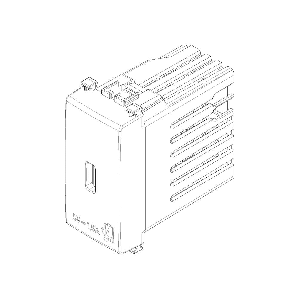 UNIDAD ALIMENTACION USB 5V. 1.5A. 1 MOD. 120-240V. GRIS PLANA VIMAR