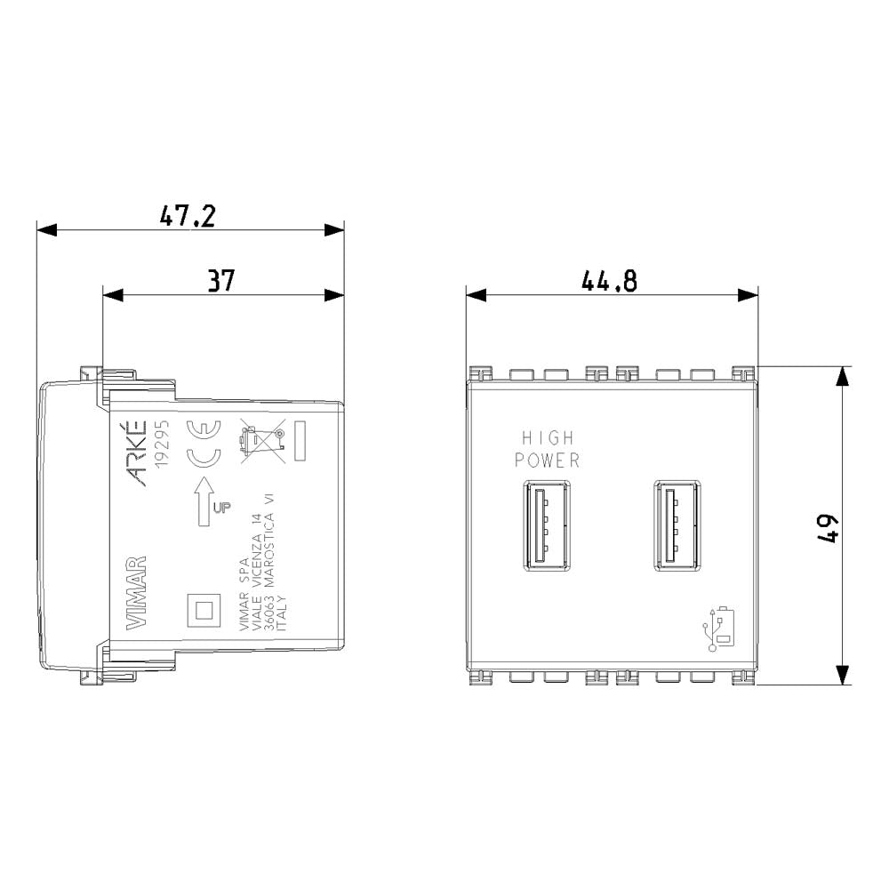 UNIDAD ALIMENTACION USB 2M 5V 2.1A METAL MCA ARKE