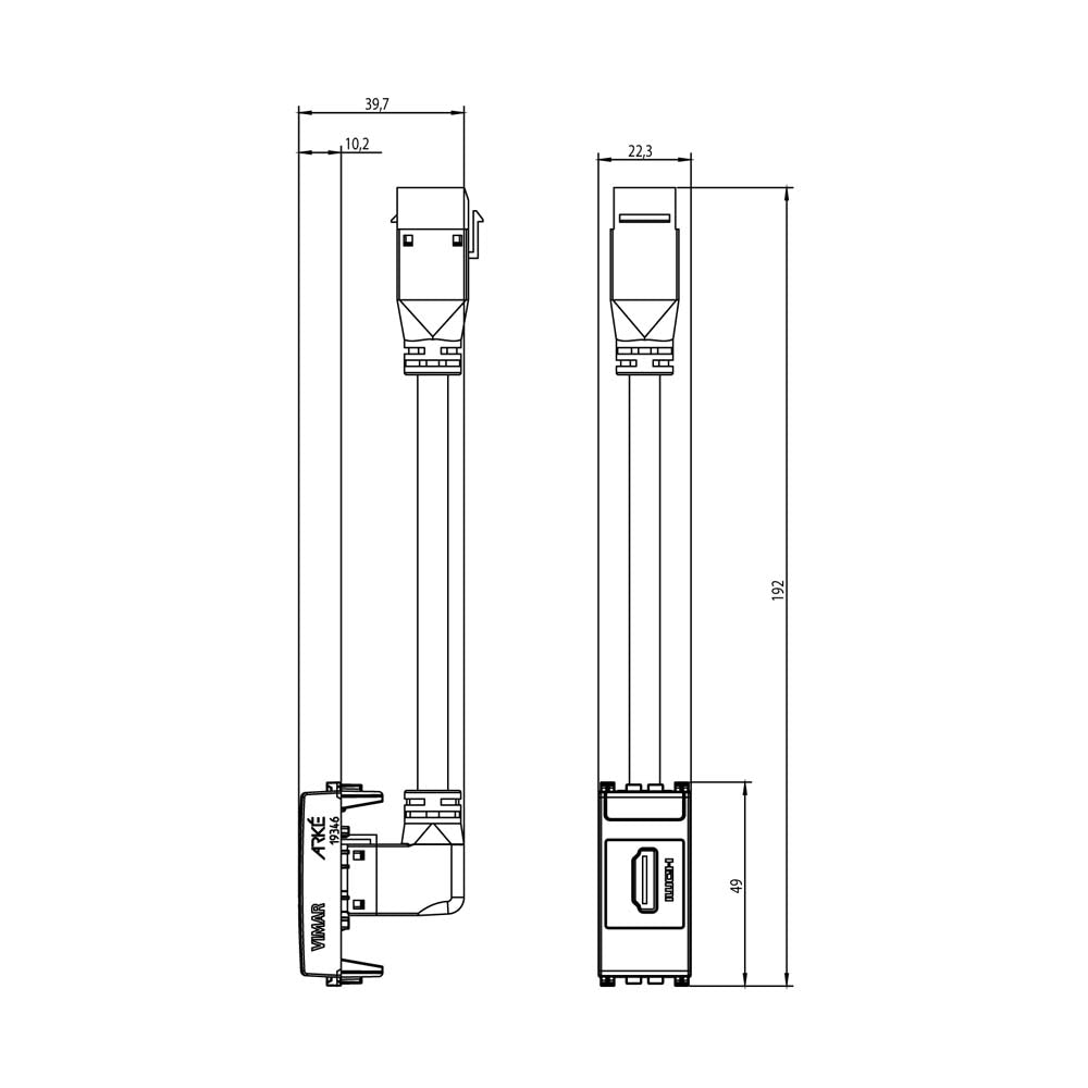TOMA HDMI CON CABLE DE 90 GRIS ARKE