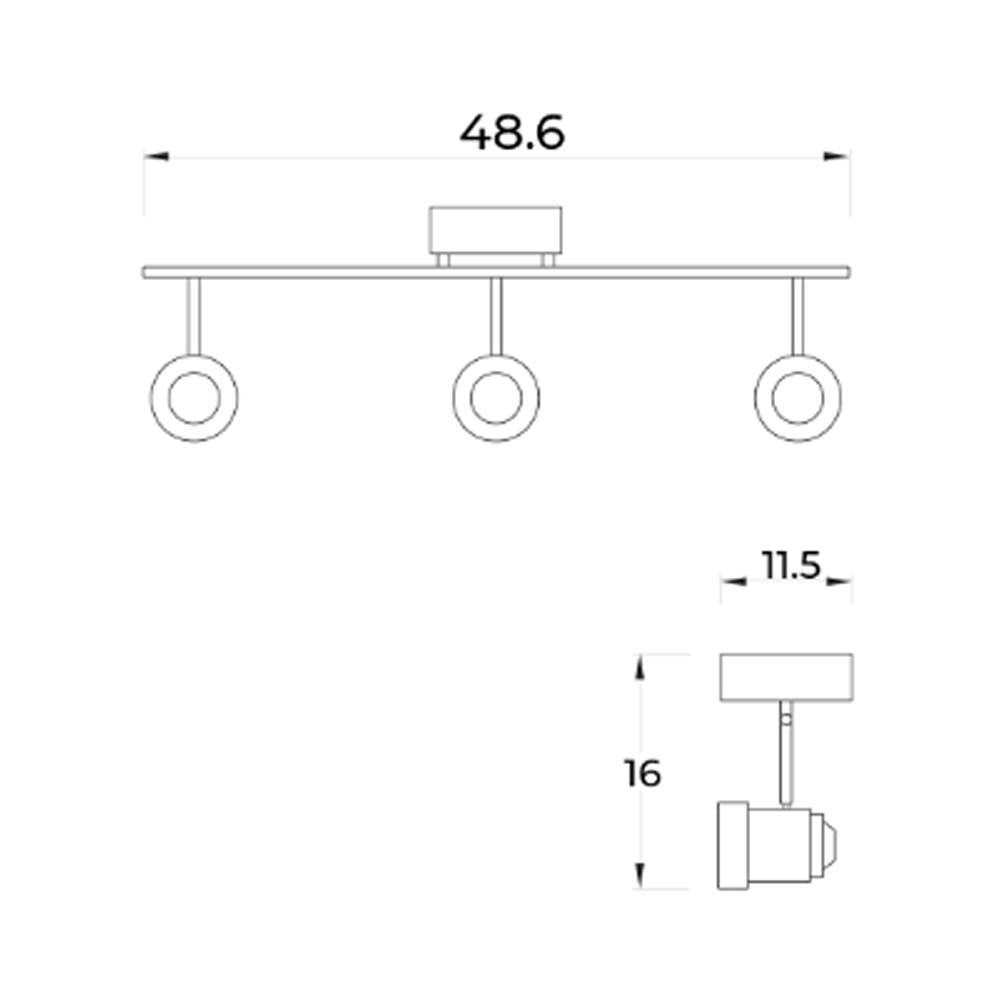 LUMINARIA SOBRE PONER VILLAFRANCA RIEL 3 LUCES LED 17W 120V LUZ CALIDA NIQUEL ESTEVEZ ***HAE2025***