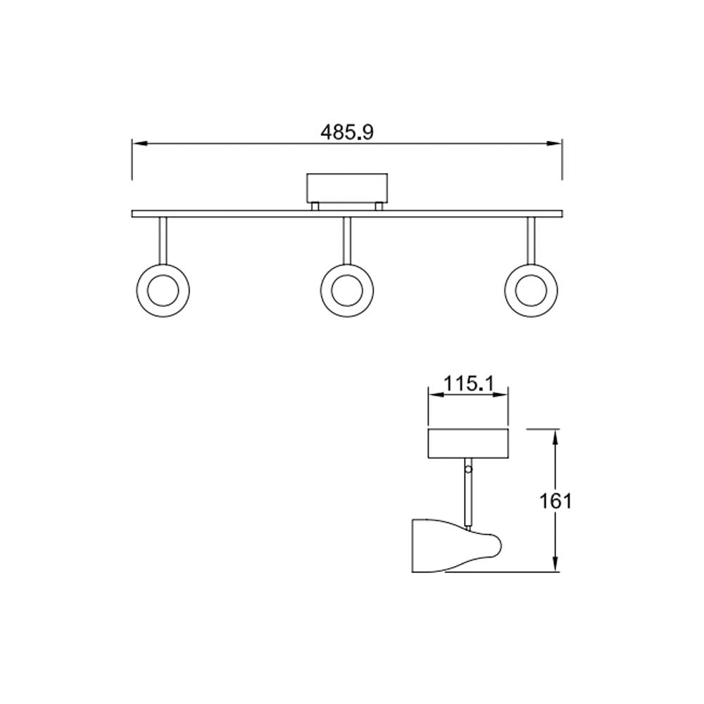 LUMINARIA SOBRE PONER MOLINA RIEL 3 LUCES LED 17W 120V LUZ CALIDA NIQUEL ESTEVEZ ***HAE2025***