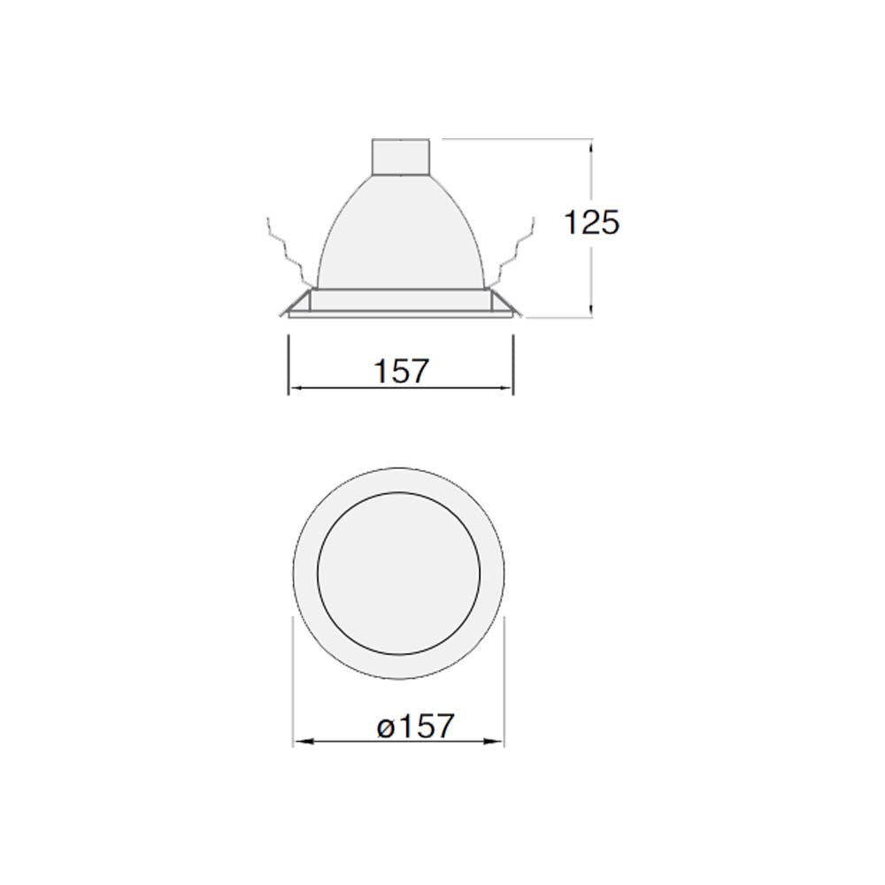 DOWNLIGHT VERTICAL 135MM. 1XE26 CON CRISTAL OPTICO GRIS