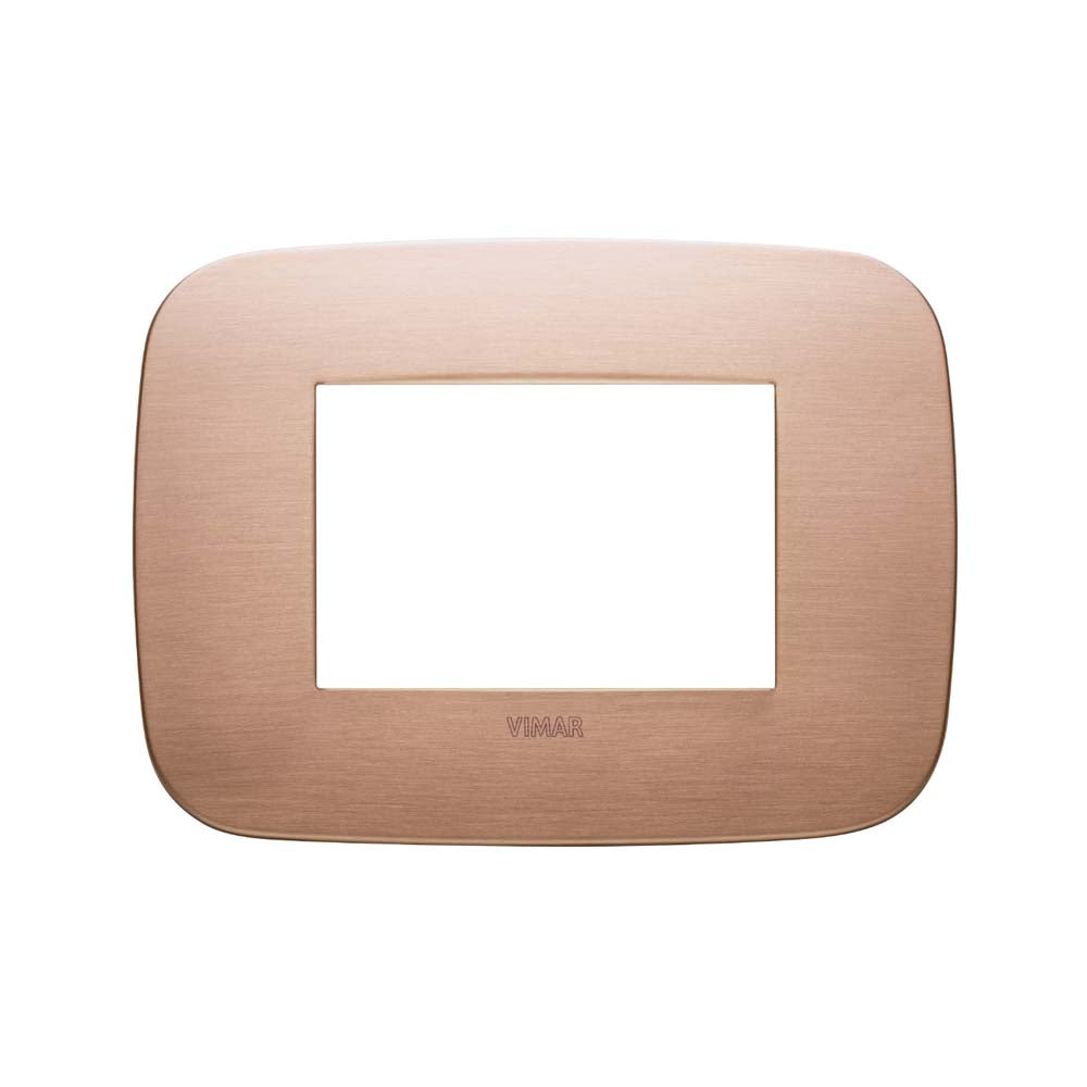PLACA 3 MOD. ROUND METAL COBRE CEPILLADO ARKE VIMAR