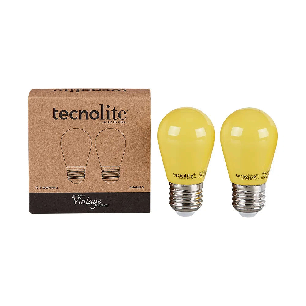 FOCO MINI LED TECNOLITE AMARILLO 1W BLISTER CON 2 PIEZAS BASE E27 ***TECNOLITE HAE***