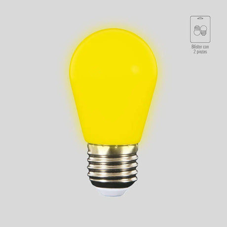 FOCO MINI LED TECNOLITE AMARILLO 1W BLISTER CON 2 PIEZAS BASE E27 ***TECNOLITE HAE***