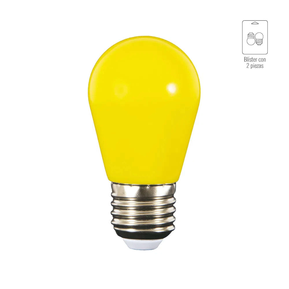FOCO MINI LED TECNOLITE AMARILLO 1W BLISTER CON 2 PIEZAS BASE E27 ***TECNOLITE HAE***