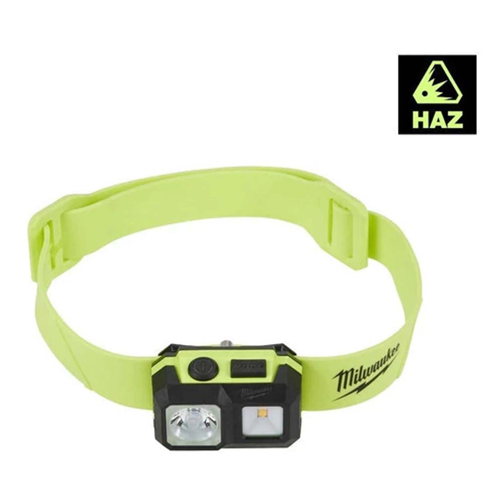 LINTERNA PARA CASCO FOCALIZADA A INTENSA CLASE I II Y III DIVISON 1 P/LUGARES PELIGROSOS 300 LUMENES CORREA DE GOMA ADHESIVO DUAL LOCK 4 GANCHOS P/CASCO LLAVE HEXAGONAL 3 BATERIAS AAA MILWAUKEE