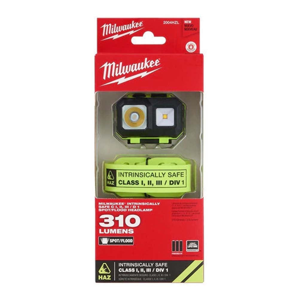 LINTERNA PARA CASCO FOCALIZADA A INTENSA CLASE I II Y III DIVISON 1 P/LUGARES PELIGROSOS 300 LUMENES CORREA DE GOMA ADHESIVO DUAL LOCK 4 GANCHOS P/CASCO LLAVE HEXAGONAL 3 BATERIAS AAA MILWAUKEE