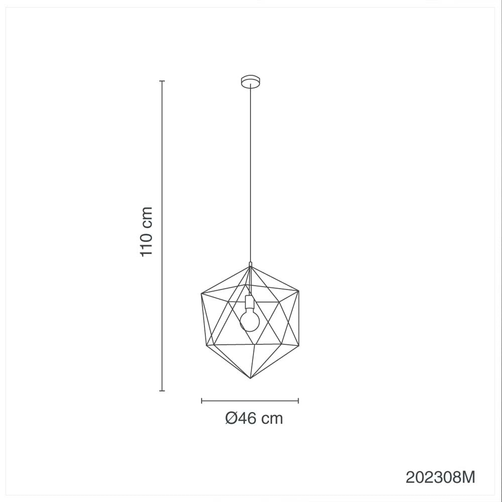 LUMINARIO COLGANTE HEXAGONAL E26 1X60W MAX 120V NEGRO EMBLETON