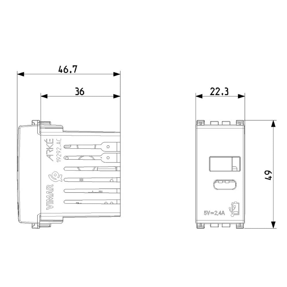 ALIMENTADOR USB A+C 5V 2.4A 1M GRIS EIKON