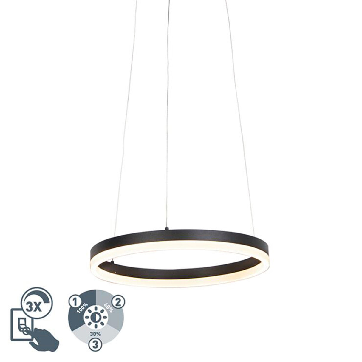 LUMINARIO COLG. LED 76W. 1 LUZ ACERO NEGRO PLAST. SATIN LED INT. TONARELLA *** REQUIERE DIMMER *** EGLO *** HA. LUMI ***