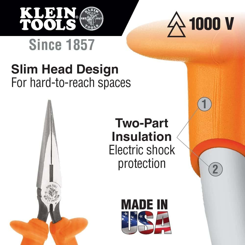 PINZAS AISLADAS RESISTENTE PUNTA PARA ELECTRICISTA 225MM CORTE LAT. KLEIN