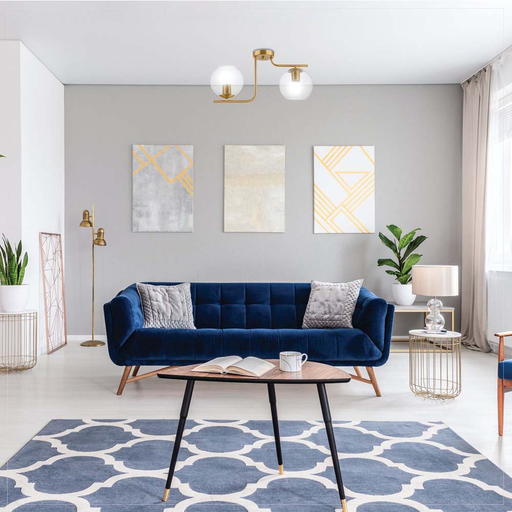 LUM DE TECHO DORADO ESFERA CRISTAL MAROJALES E26 2X40W (NO INCLUIDAS) 120V EGLO