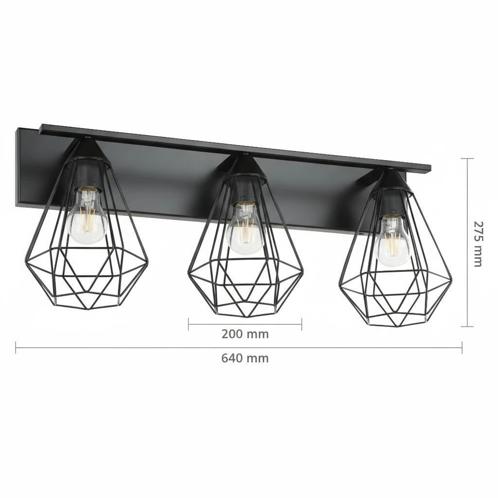 ARBOTANTE TRIPLE PANTALLA TIPO ESQUELETO DIAMANTE E27 (NO INCLUIDAS) TARBES *** HA. LUMI ***