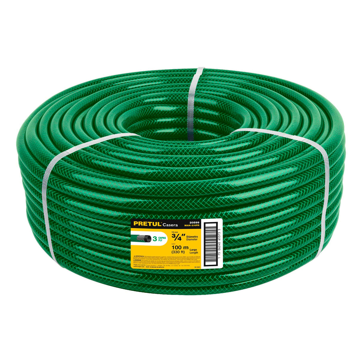 MANGUERA 3/4" REFORZADA 3 CAPAS PRETUL MCA TRUPER CONSTRUCCION