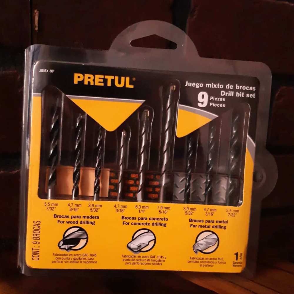 JUEGO DE BROCAS MIXTO 9 PIEZAS PRETUL MCA TRUPER PRETUL