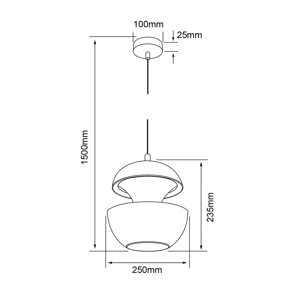 COLGANTE METÁLICO TECNOLITE AUVA II BASE E27 NEGRO CON INTERIOR DORADO ***TECNOLITE HAE***