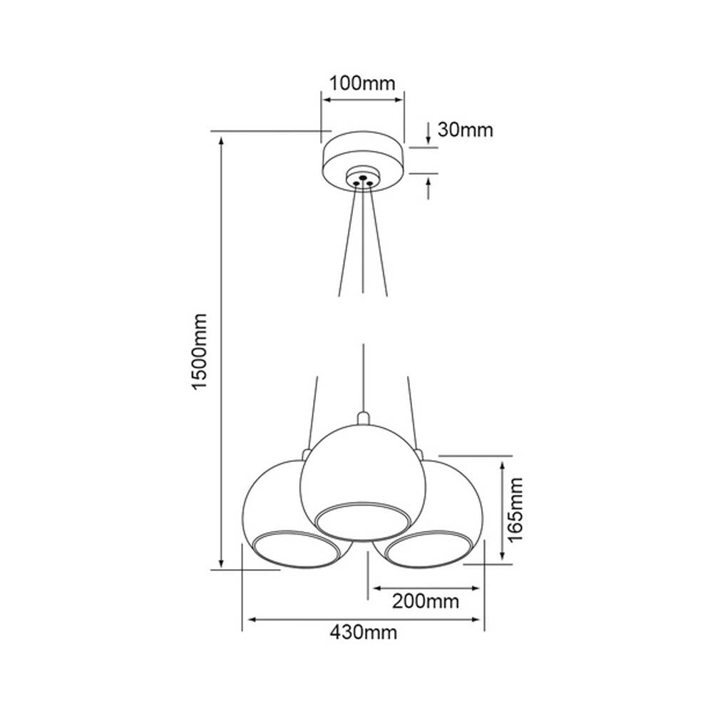 LÁMPARA DE INTERIOR TECNOLITE AGORA III PARA SUSPENDER 25.5W TRES BASES E27