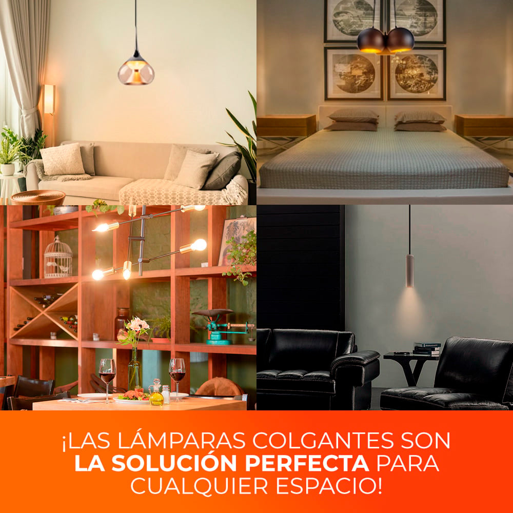 COLGANTE METÁLICO SESTUS TECNOLITE 1.50 METROS DE ALTURA POTENCIA MÁXIMA 360W 6 BASES E27 NO INCLUYE FOCOS