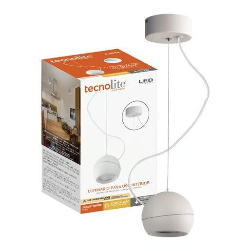 LAMPARA COLGANTE LED DE METAL 1.5M 20W LUZ CALIDA BRILLANTE IRC90 NO ATENUABLE