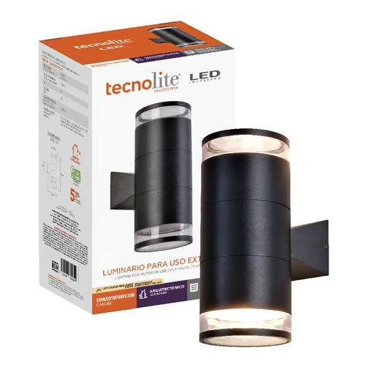 LUMINARIO EXT MURO LED 20W 30K NEGRO