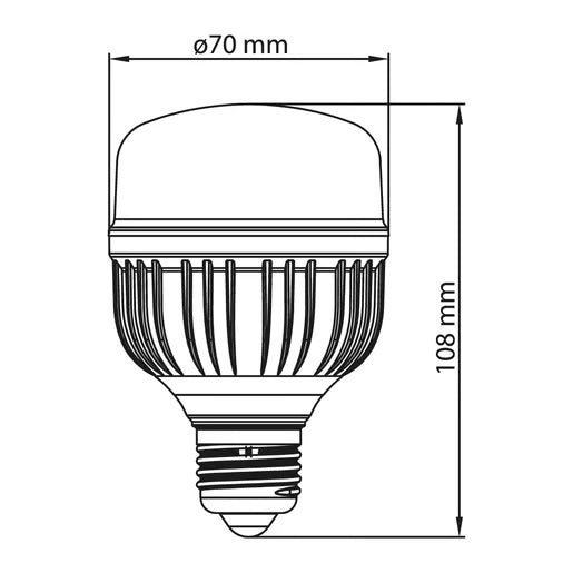 FOCO DE ALTA POTENCIA LHB LED T70 20 W LUZ DE DIA BASE E27 NO ATENUABLE