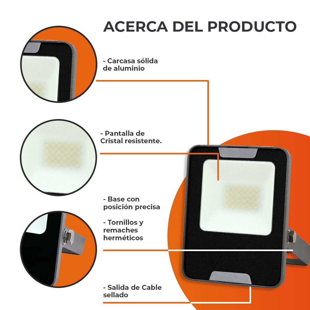 REFLECTOR LED EXT 20W 100-277V 3000K 1700LM NEGRO TECNOLITE ***TECNOLITE HAE***